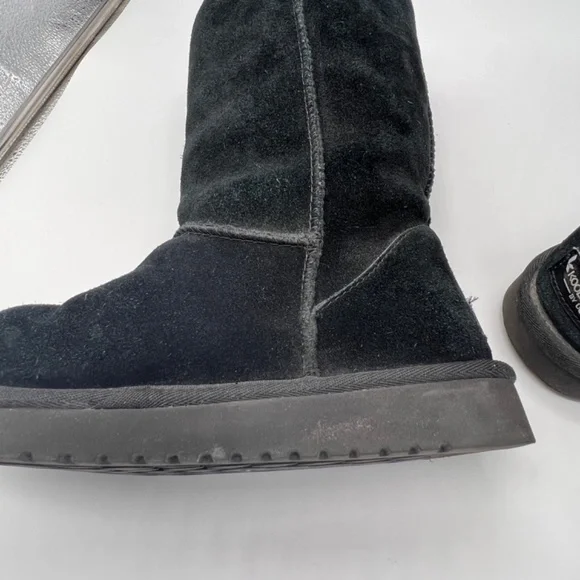 Koolaburra by UGG Black Leather Suede Calf Boots Y2K Faux Fur Lined Women Size 7 - Picture 10 of 14